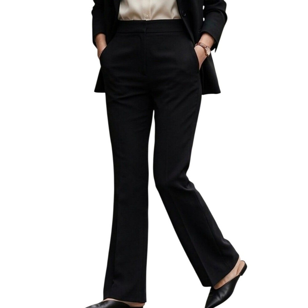 Wynne Layers Flare Jersey Knit Pant High Rise Pockets Stretch Pull On Black M